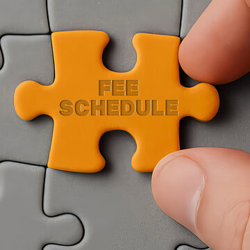 Fee Schedule Concept Text on Orange Puzzle Piece Representing Business Pricing Structure