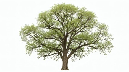Obraz premium Solitary Tree of Life Isolated Green Canopy on White.