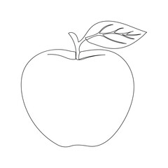 Continuous one line apple drawing minimal fruit illustration modern hand drawn outline,  one line apple fruit illustration minimal organic food line art design
