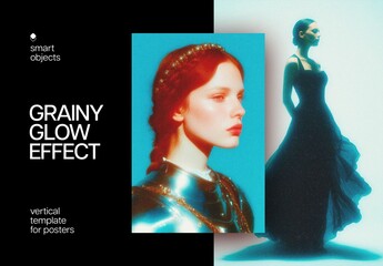 Grainy Glowing Poster Photo Effect Mockup