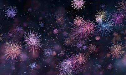 Fototapeta premium Vibrant fireworks exploding in night sky with colorful sparks