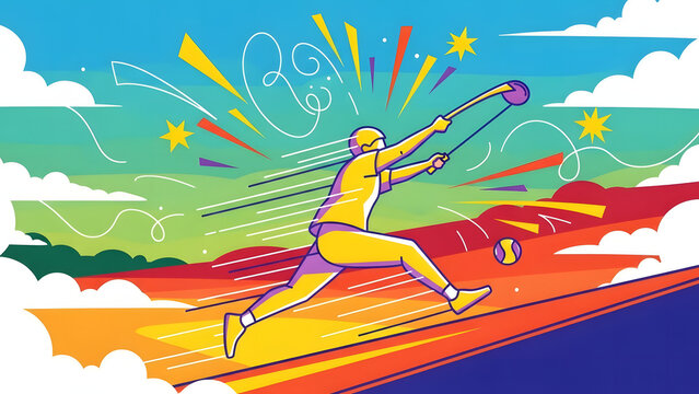 Dynamic illustration of hammer thrower at a sports competition, representing motion, power and the thrill of the game