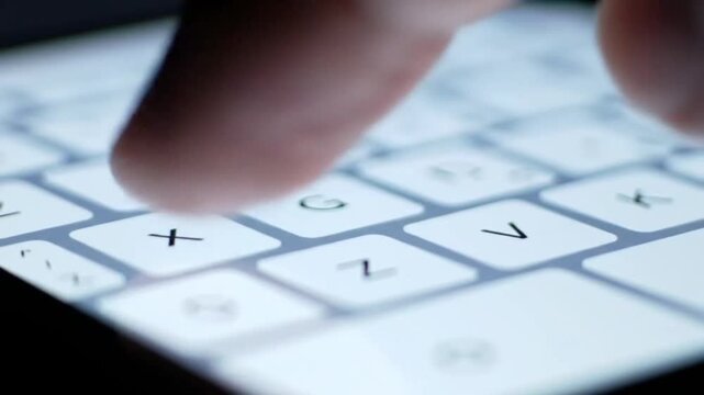 Touchscreen Tap: A close-up captures a finger precisely tapping a '+' symbol on a bright touchscreen keypad, symbolizing modern communication.