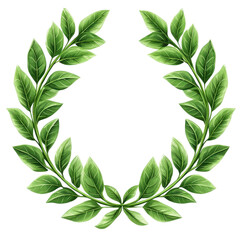 Laurel Wreath in Watercolor Style with Green Leaves and Soft Lighting on White Background for Invitation Design isolated on transparent background