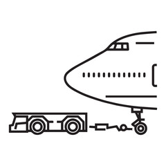Airplane Towing Tractor Thin Line Icon