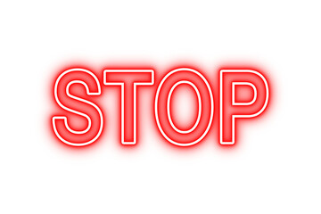 Red neon stop sign, no background png