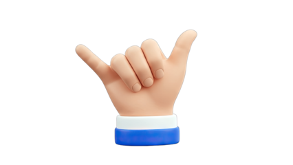 3D Hand Making Shaka Sign on White Background