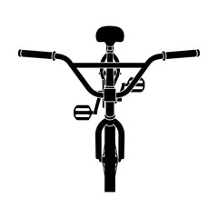 Obraz premium Black and White Minimalist BMX Bicycle Front View Silhouette.