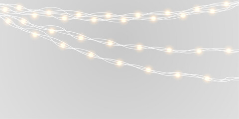 Holiday garland light element with soft glow and elegant Christmas style png