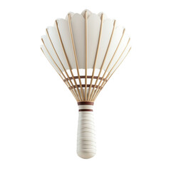 Traditional Badminton Racket in Classic Design with White Feathered Shuttlecock in Soft Natural Lighting for Sports Equipment Advertising isolated on transparent background