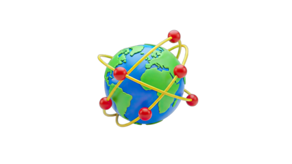 Globe with Network Connections on White Background