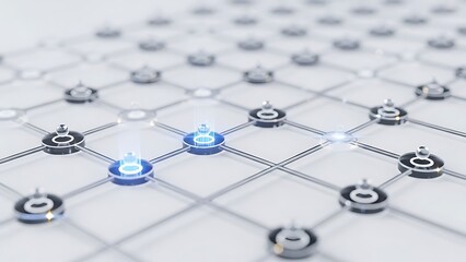 Interconnected digital nodes representing a complex system