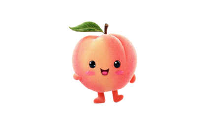 Cute Peach Character on Transparent Background