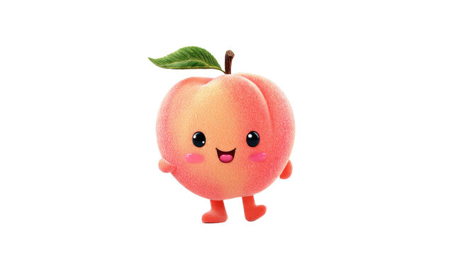Cute Peach Character on Transparent Background