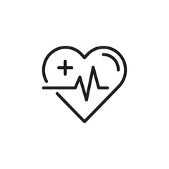 Obraz premium black Heart icon in linear design isolated vector signs. Medicine concept. Medical health care. Love passion concept. Heart shape design.