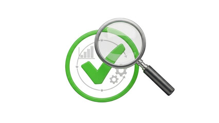 3D Quality Assurance Check Icon, Testing and Review, isolated on white background
