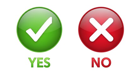 Green yes check mark and red no cross mark icons for approval and disapproval