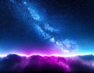 luminous nebula border glowing electric blue and purple on starlit black sky futuristic cosmic theme