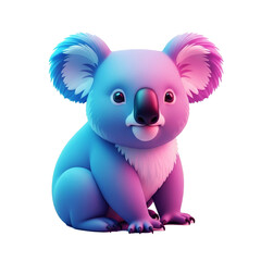Obraz premium Vibrant Blue and Pink Koala Illustration with Gradient Color Scheme and Soft Textures