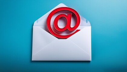 white envelope with red email symbol on top representing digital communication and messaging