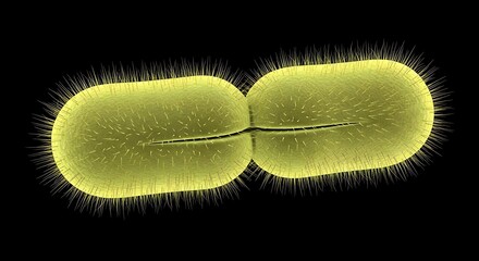 Connected green cells with hair-like structures