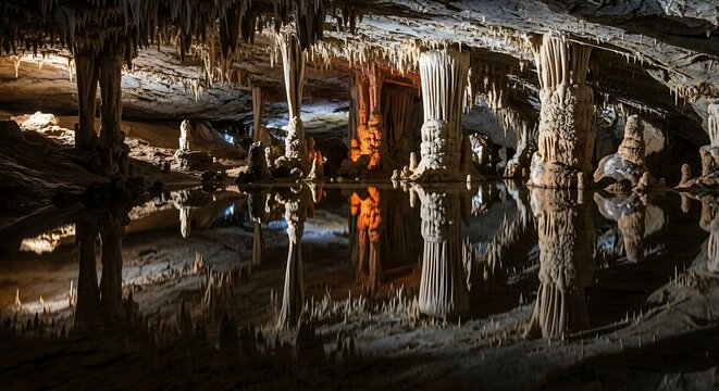 Stunning Reflections in the Luray Caverns Underground Lake.