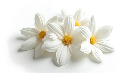 Obraz premium White Flower Bouquet with Bright Yellow Centers on White Background