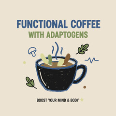 Coffee character artwork. More espresso. Coffee cup design for fashion, top, dress, graphics, slogan tee, posters and others. Coffee love club.