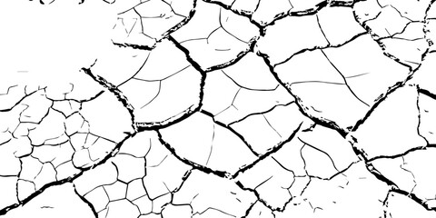 High-resolution black and white cracked dry earth texture, natural drought soil pattern with deep fissures, abstract background symbolizing climate change, arid land, desert surface, and environmental
