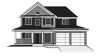 Two-story house plan, suburban setting, architectural design, home blueprint, real estate