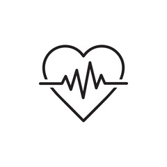 black Heart vector icon. heartbeat icon on isolated background. Symbol cardiogram heart logo in linear style. Vector illustration
