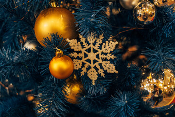 New Year decorations and Christmas atmosphere on a winter street in Moscow