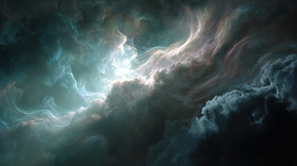 Celestial and dreamy: an abstract artwork displaying swirling clouds with mesmerizing colors.