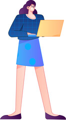 Vector flat gradient illustration of a person working on a computer while working remotely.
