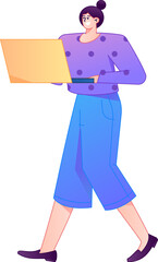 Vector flat gradient illustration of a person working on a computer while working remotely.
