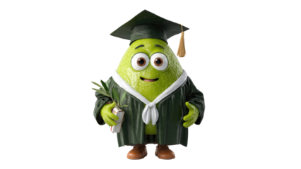 Graduate Avocado Mascot Character