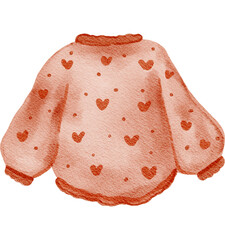  Watercolor Illustration of heart patterned Sweater 