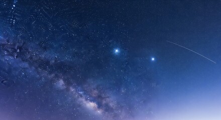 Breathtaking night sky showing the Milky Way galaxy and bright shining stars. High quality astronomy photography suitable for space exploration, science, and universe stargazing themes.