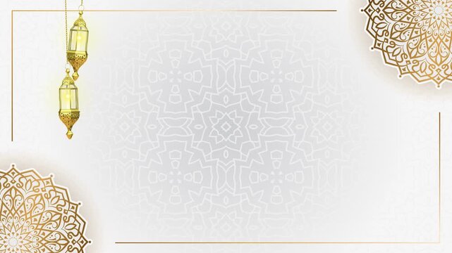 Islamic looping background with white theme and elegant lantern elements