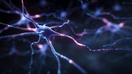 Vibrant 3D Visualization of Active Neuron Cells and Synaptic Connections in Neural Network - Powered by Adobe