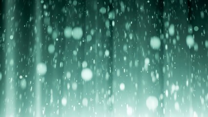 Abstract background with falling particles and light rays.