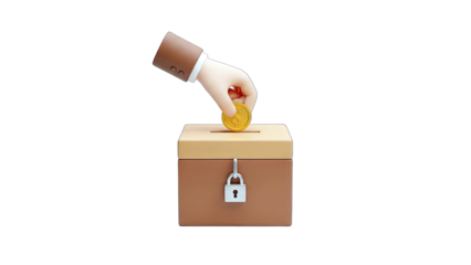 Hand Dropping Coin into Donation Box - Charity Concept