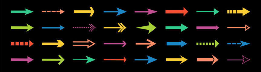 Colorful arrow icons set simple directional pointers vector illustration