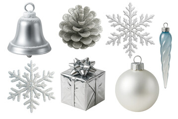 Silver Christmas Ornament Set