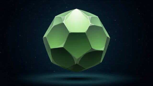 Vibrant green faceted geometric sphere abstract digital art illustration. - Powered by Adobe