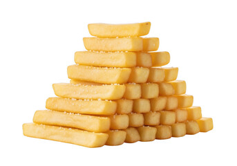 Stack of pineapple chunks isolated on transparent background