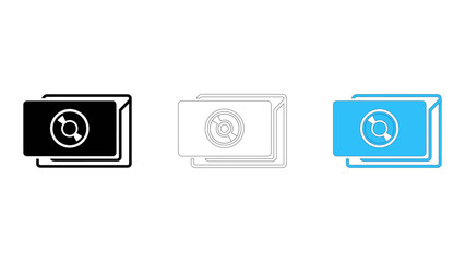 Optical drive enclosure icons in various styles illustrating conversion of internal drives to external use