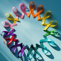 World cancer day colorful ribbons cancer awareness blue background international agency for research on cancer