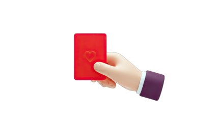 Hand Holding Red Heart Card on White Background