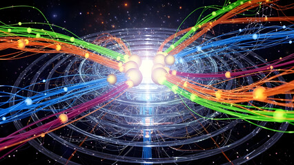 Vibrant connections and networks in a futuristic digital space